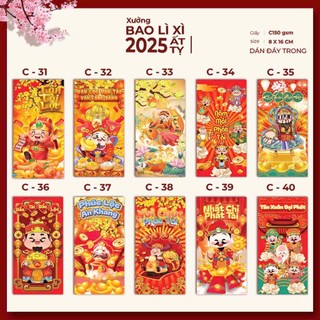 Combo 10 Bao Lì Xì Tết Ất Tỵ 2025 Lì Xì Chibi, Gieo Quẻ, Mẫu Siêu Hot, Đa Dạng D9