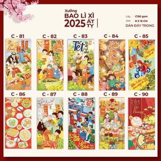 Combo 10 Bao Lì Xì Tết Ất Tỵ 2025 Lì Xì Chibi, Gieo Quẻ, Mẫu Siêu Hot, Đa Dạng D9