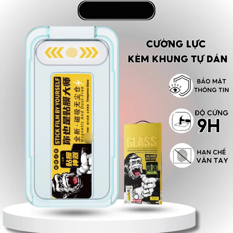 Kính Cường Lực iPhone Kèm Khung Tự Dán Trong bảo Vệ màng Loa wtp-034