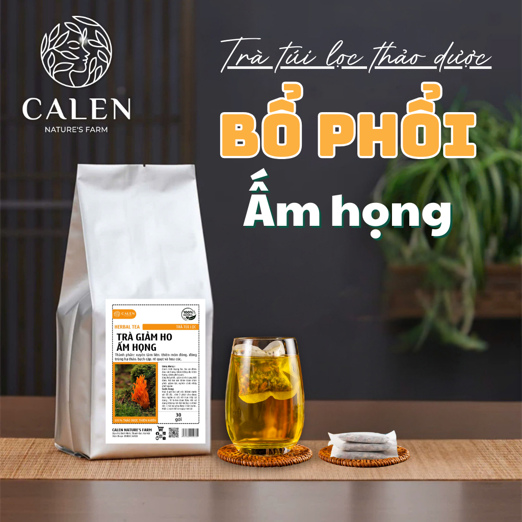 [Bổ phế phổi] Trà Thảo Mộc Giảm Ho Calen Nature's Farm Giảm Đau Rát Họng, Khàn Tiếng, Bổ Phổi bịch 30 gói lọc