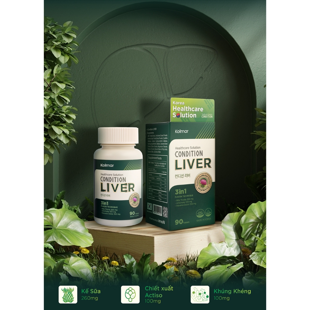 Viên Uống Hỗ Trợ Mát Gan CONDITION LIVER Tăng Cường Chức Năng, Bảo Vệ Gan - Hộp 90 viên - Thực Phẩm Bảo Vệ Sức Khoẻ