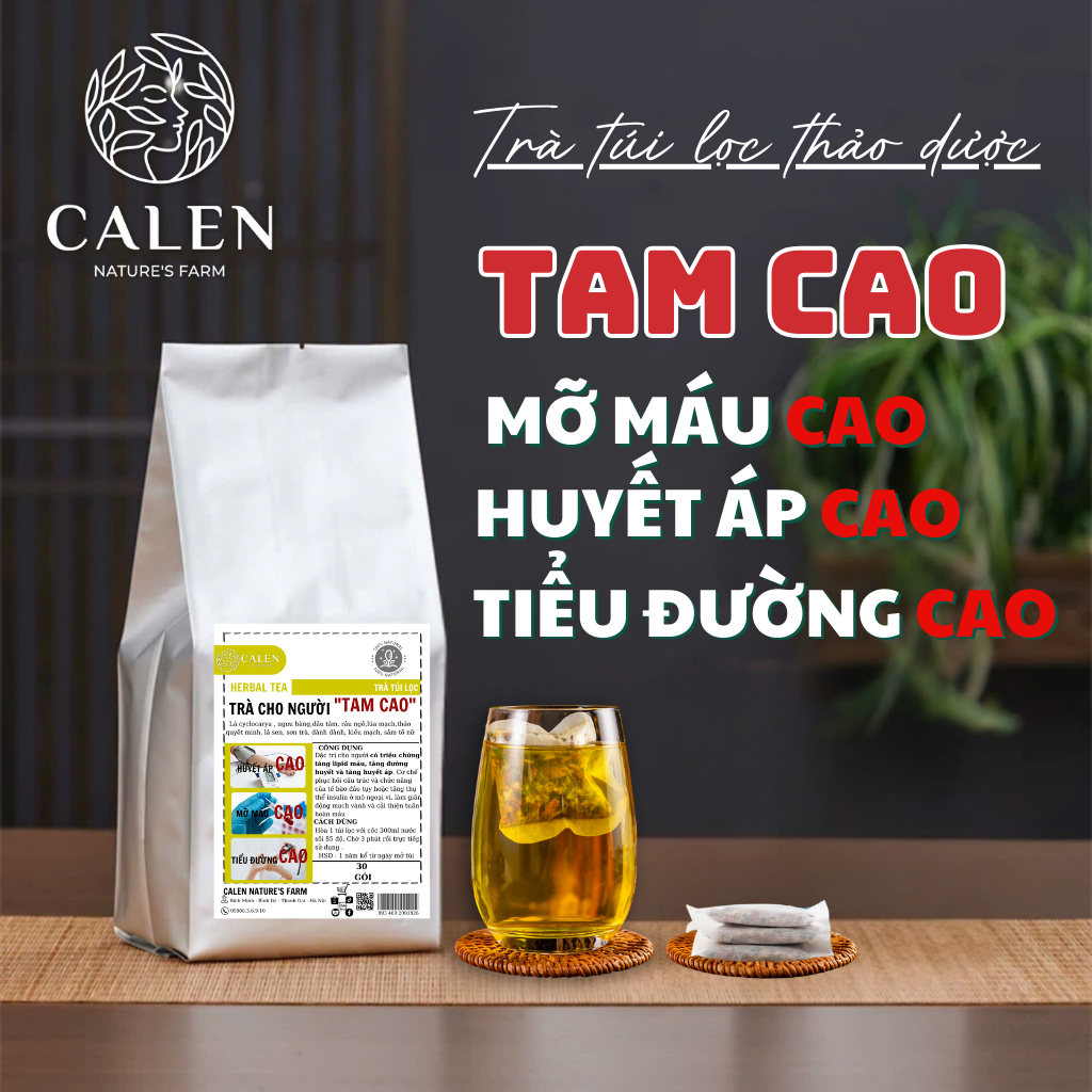 Trà thảo mộc CALEN hỗ trợ giảm mỡ máu,huyết áp cao,ngừa tiểu đường giúp cơ thể khỏe mạnh điều hòa khí huyết