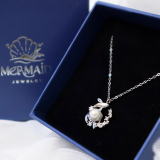 Vòng cổ bạc nữ Starlit Serene mặt cá voi mix ngọc lấp lánh, kèm hộp đựng sang trọng