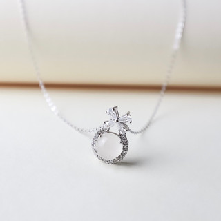 Dây chuyền bạc 925, vòng cổ S925 mặt thuỷ triều lấp lánh Pearl Tide kèm hộp +túi sang trọng