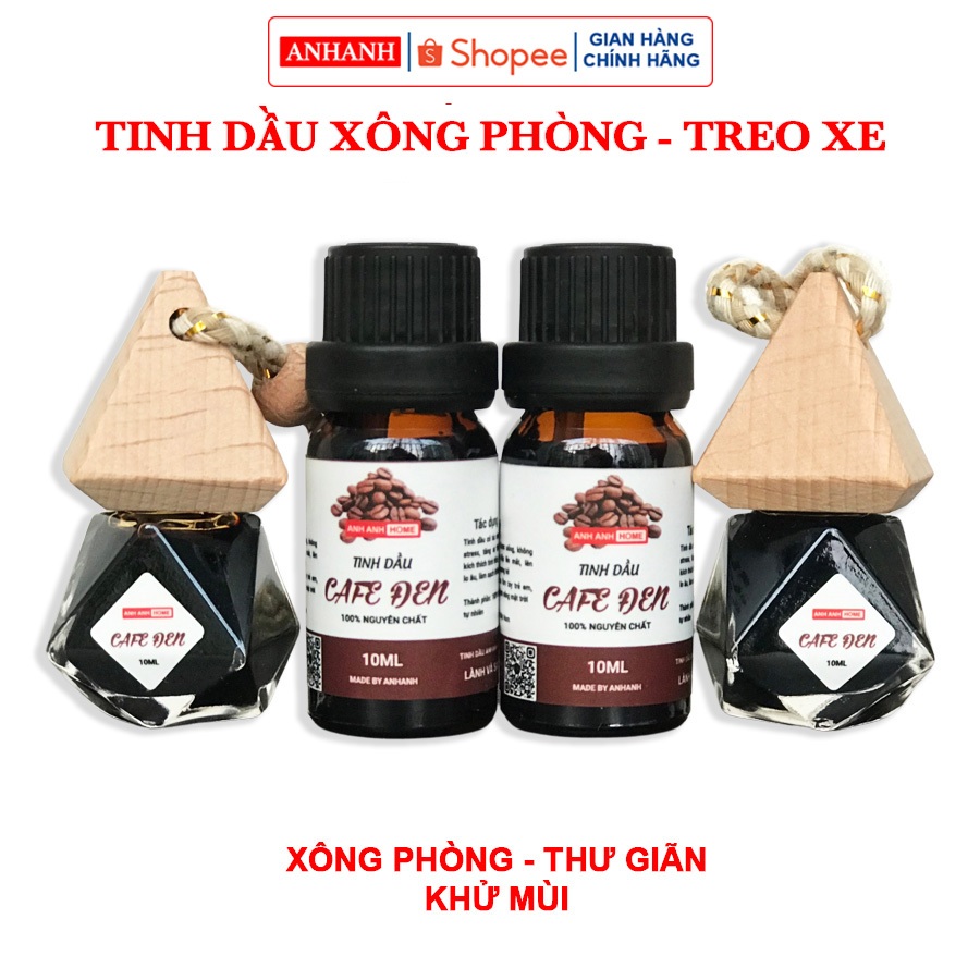 Tinh Dầu xông phòng, tinh dầu treo xe ANHANH nguyên chất 100% - cà phê, quế, bạc hà, sả chanh, oải hương.....