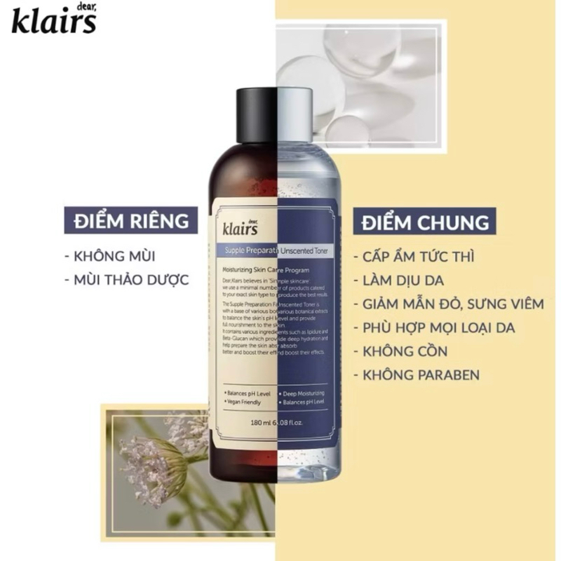 Nước Hoa Hồng Dear Klairs Supple Preparation Unscented Toner Không Mùi ( 180ml )