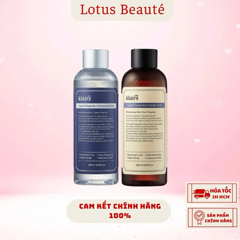 Nước Hoa Hồng Dear Klairs Supple Preparation Unscented Toner Không Mùi ( 180ml )