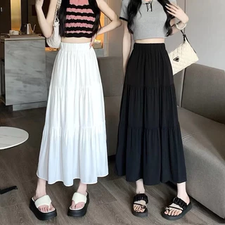 Chân Váy Midi 3 Tầng Xếp Ly Chất Mềm 2 Lớp Thoáng Mát Hàng Cao Cấp Loại 1 Màu Trắng Đen Tiểu Thư Mặc Hàng Ngày Hot Trend