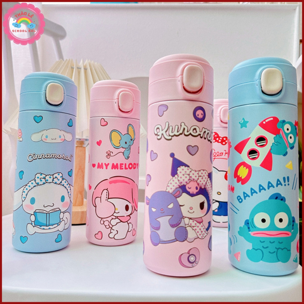 Bình giữ nhiệt cho bé đi học 420ML INOX 304 bình nước trẻ em siêu dễ thương kitty labubu kuromi có quà tặng kèm TL2333