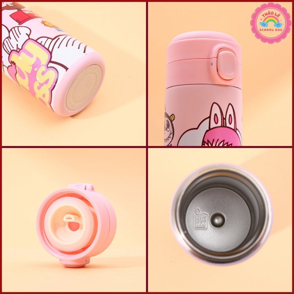 Bình giữ nhiệt cho bé đi học 420ML INOX 304 bình nước trẻ em siêu dễ thương kitty labubu kuromi có quà tặng kèm TL2333