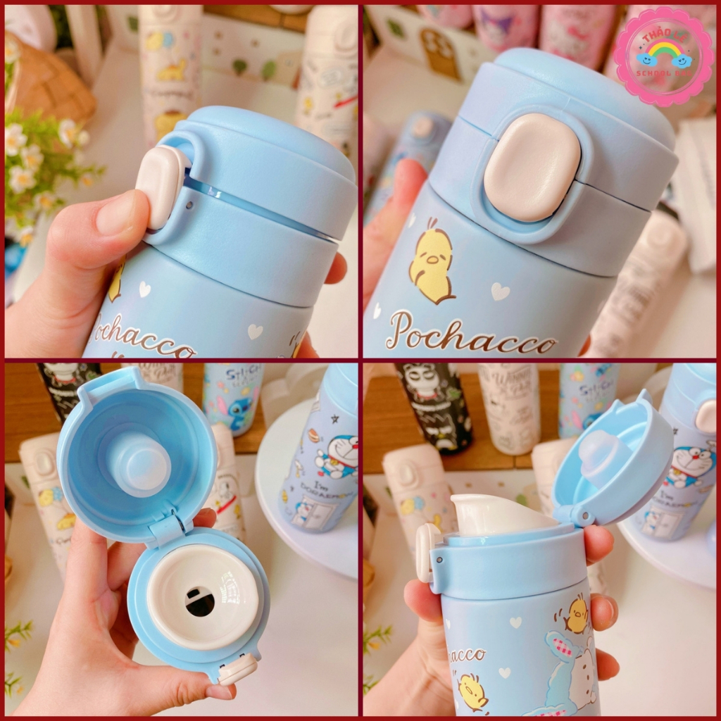 Bình giữ nhiệt cho bé đi học 420ML INOX 304 bình nước trẻ em siêu dễ thương kitty labubu kuromi có quà tặng kèm TL2333