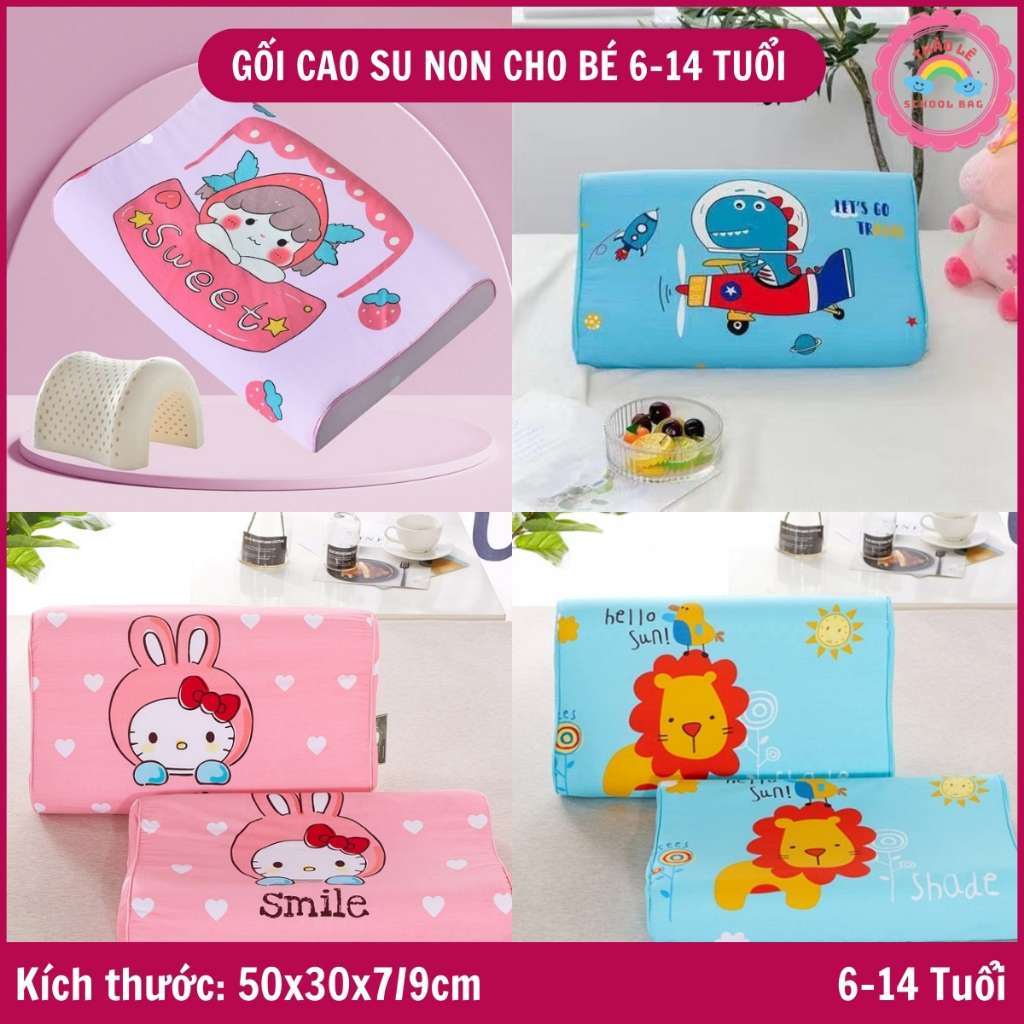 Gối cao su non cho bé 2-14 tuổi, gối trẻ em bé trai gái mầm non mẫu giáo tiểu học kuromi người nhện melody kitty TL2335