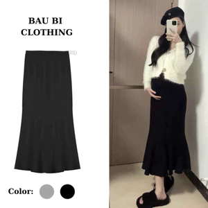 Chân Váy Bầu Dáng Đuôi Cá Chất Zip Cao Cấp Có Chun Điều Chỉnh Bụng