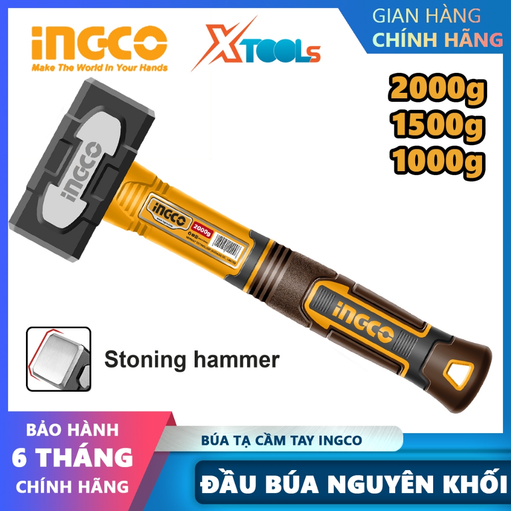 Búa tạ 1000-2000g INGCO Đầu búa rèn thả cải tiến, Xử lý nhiệt, thép ...