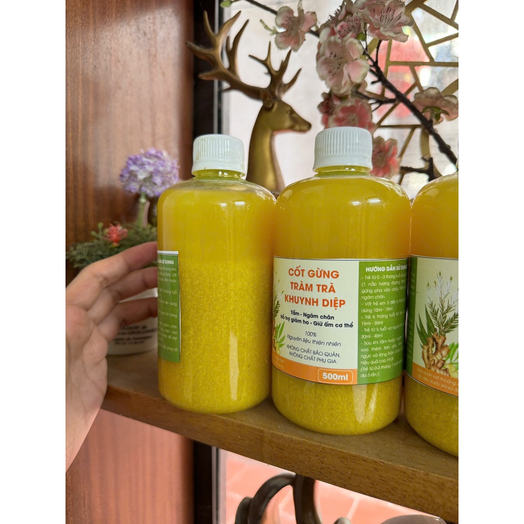 Cốt gừng tràm trà tác dụng giữ ấm cơ thể, ngâm chân, giảm ho chai 500ml