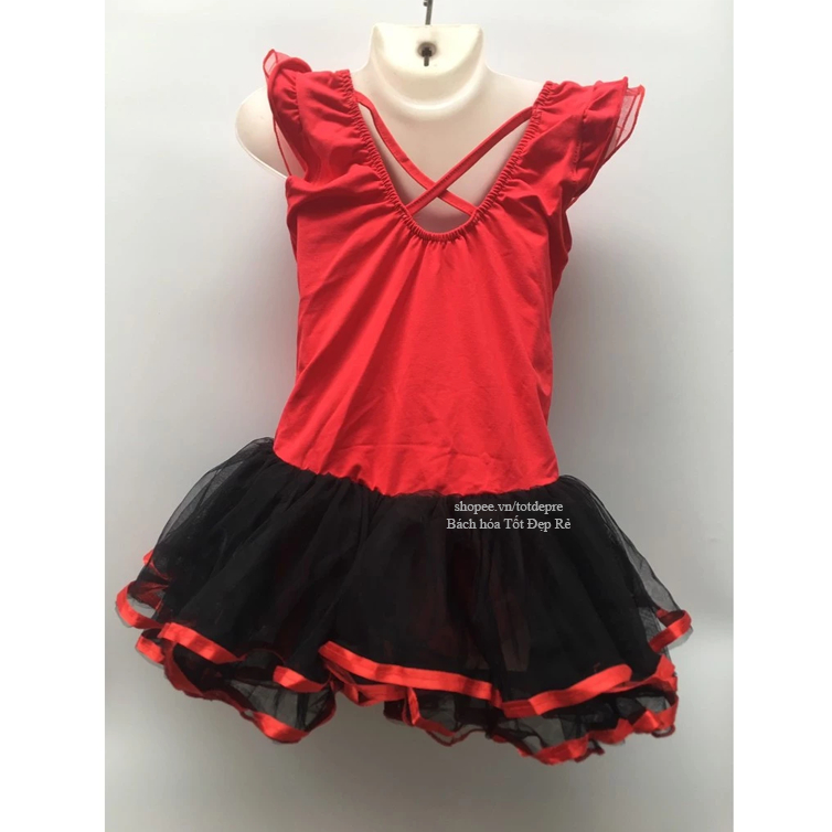 Váy múa Ba lê (Ballet) tay cộc cánh tiên chất thun đẹp chân váy ren xòe