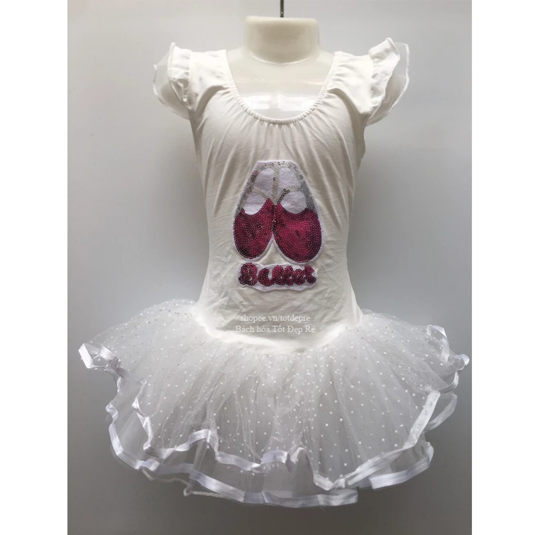 Váy múa Ba lê (Ballet) tay cộc cánh tiên chất thun đẹp chân váy ren xòe