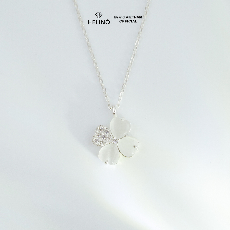 Ảnh Dây chuyền bạc nữ HELINO cỏ bốn lá đơn đính đá mắt mèo kết hợp đá cao cấp C56 3