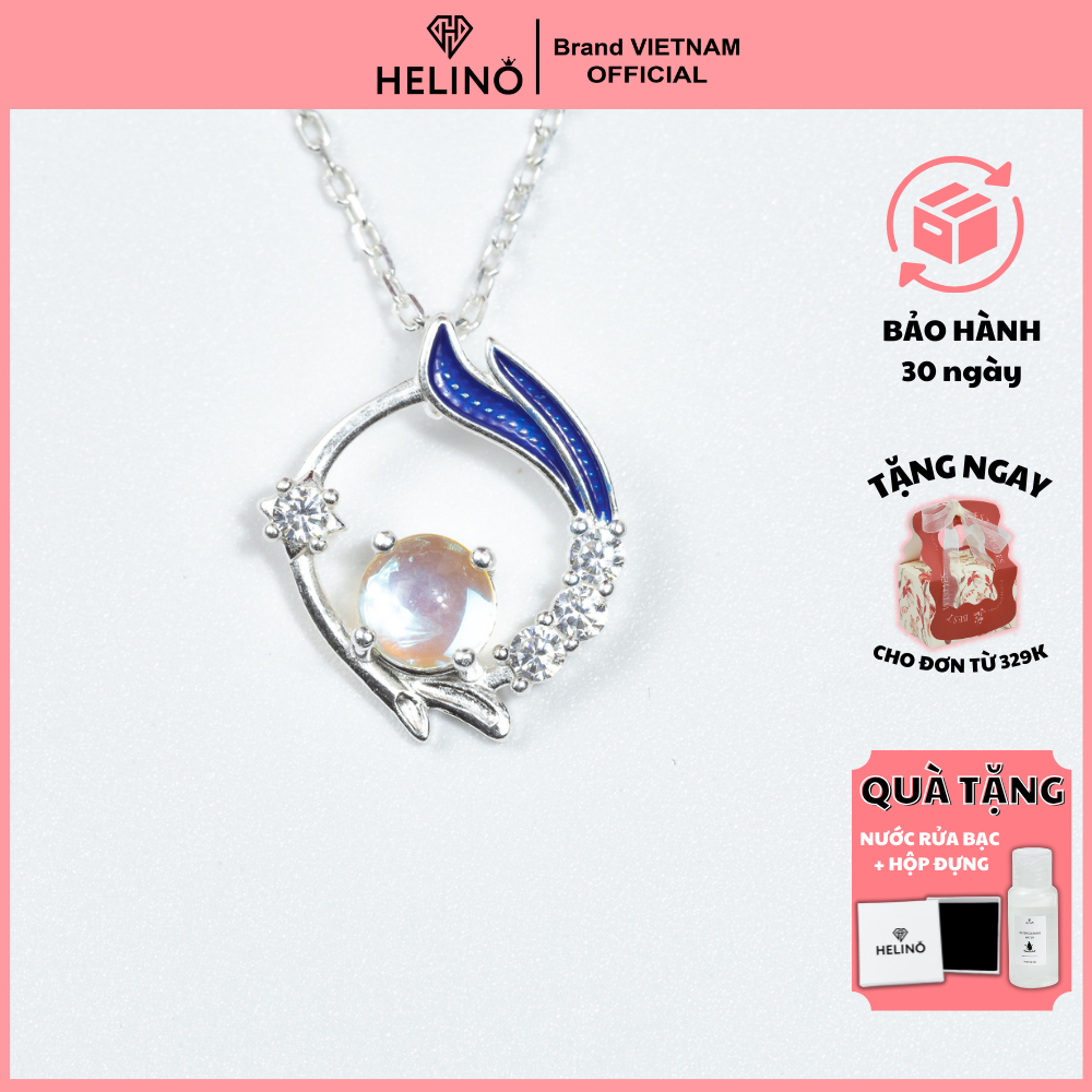 Ảnh Dây chuyền bạc nữ HELINO đuôi hồ ly đính đá mặt trăng Moonstone đổi màu xinh xắn C49 1