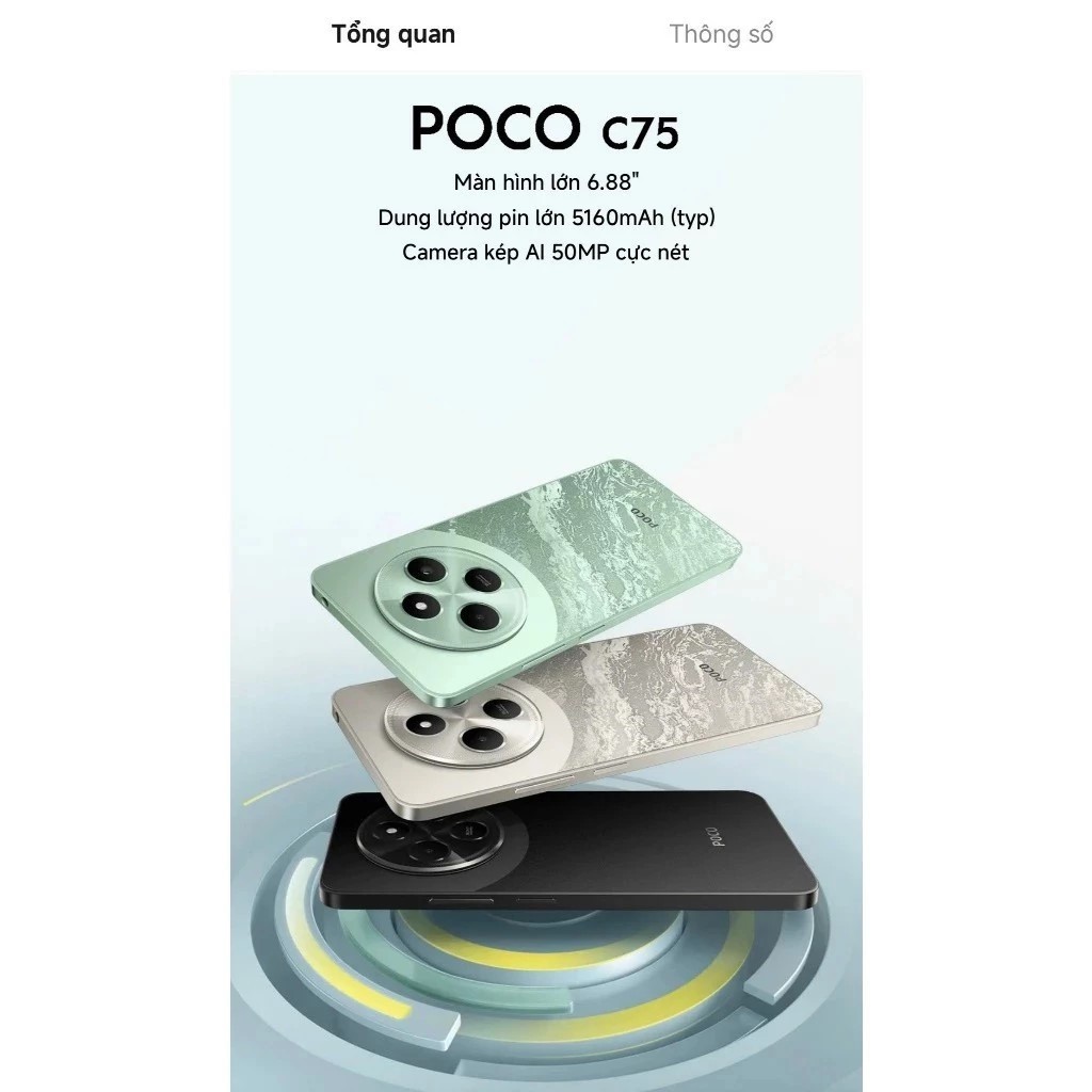Xiaomi POCO C75 | 8GB RAM + 256GB ROM | Màn 6.88” | Pin 5160mAh | Camera Kép 50MP