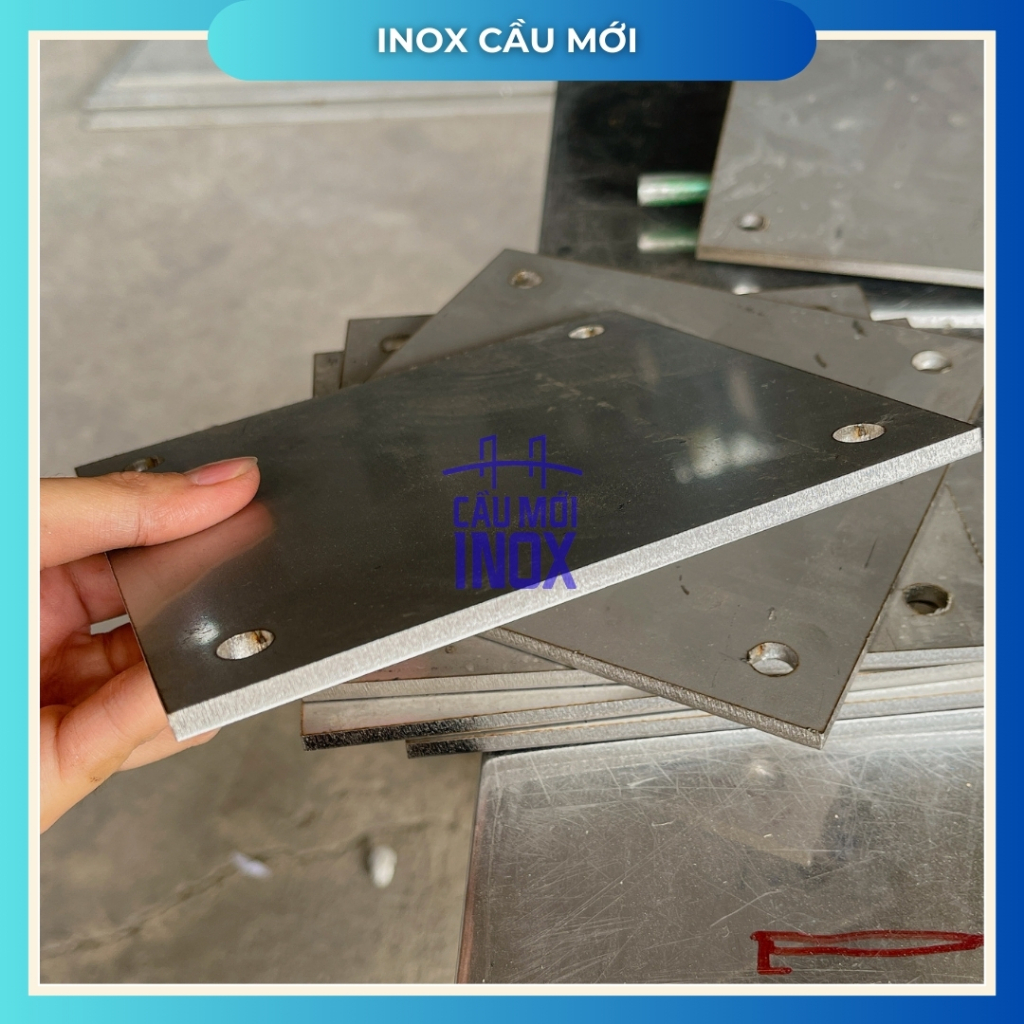 Bản mã vuông inox 304, kích thước 150x150mm, độ dày 2mm đến 10mm, cắt laser độ chính xác cao