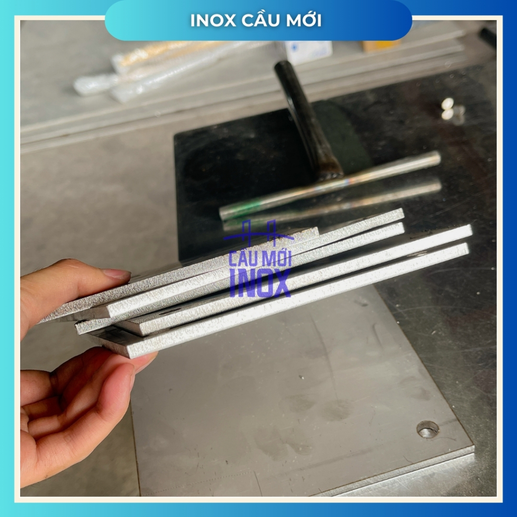 Bản mã vuông inox 304, kích thước 150x150mm, độ dày 2mm đến 10mm, cắt laser độ chính xác cao