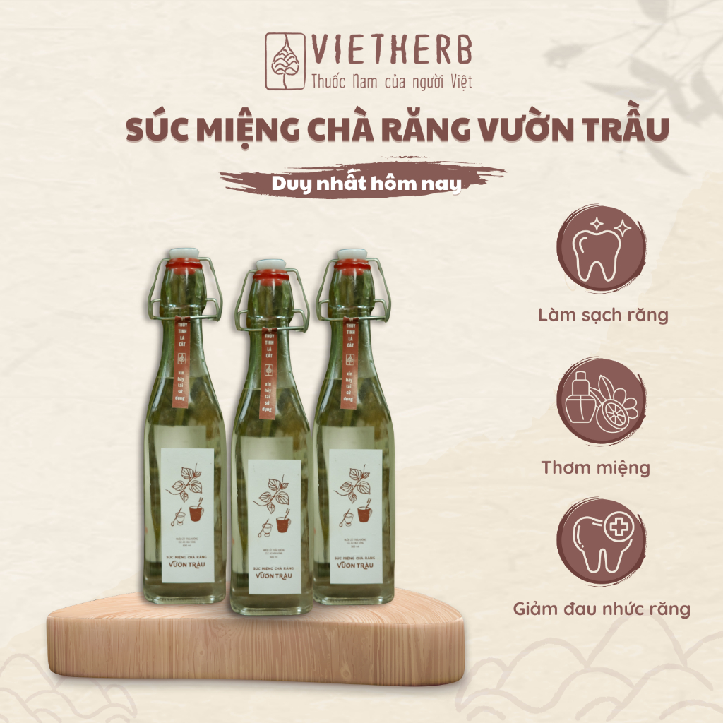 Nước súc miệng VIETHERB chà răng vườn trầu dung tích 500ml, làm sạch ...