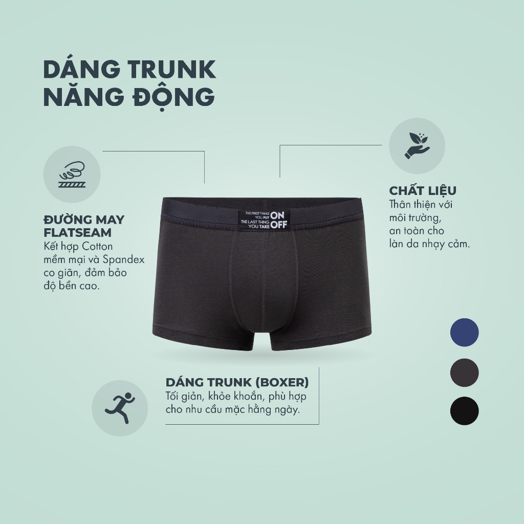 Ảnh Combo 3 quần lót nam ONOFF cotton USA thoáng mát, kháng khuẩn dáng boxer - 18UO23A055 3