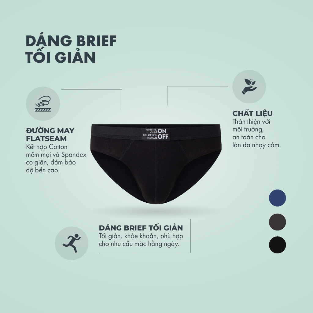 Ảnh Combo 3 quần lót nam ONOFF cotton Mỹ dáng brief kháng khuẩn - 18UQ23A054 2