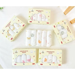 Hộp 5 Khăn Sữa Sợi Tre Organic 4 Lớp Cao Cấp Manny Kháng Khuẩn, Mềm Mịn Và Thấm Hút Cho Bé HC019