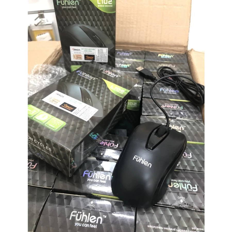 Hình ảnh Chuột có dây Fuhlen L102 Chính Hãng 1000 DPI Optical USB (Đen)