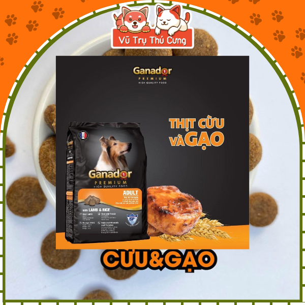 Thức Ăn Cho Chó, Hạt Ganador Cho Chó Trưởng Thành, Vị Cừu Gạo 400g