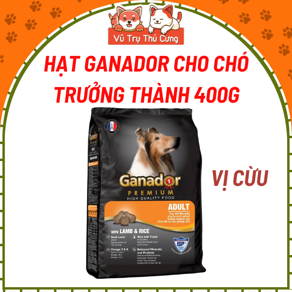 Thức Ăn Cho Chó, Hạt Ganador Cho Chó Trưởng Thành, Vị Cừu Gạo 400g