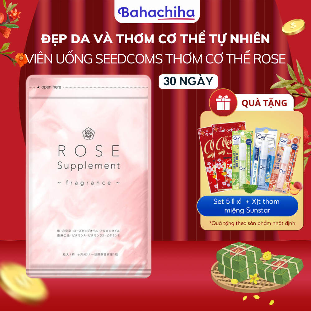 Ảnh Viên uống Seedcoms Rose Supplement tạo hương thơm chiết xuất hoa và thảo mộc 30 ngày - Bahachiha 1