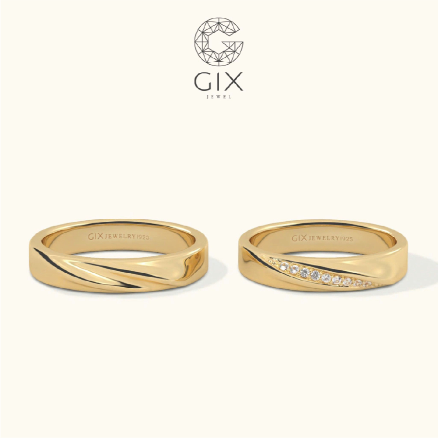 Ảnh Nhẫn cưới Rosa vàng tây 18k đẹp thiết kế vô cực đính kim cương nhân tạo Gix Jewel 3