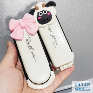Lược Chải Tóc Gấp Gọn Kèm Gương Có Thể Tháo Rời 2in1 Tiện Lợi Kiểu Dáng Cute Tặng Kèm Sticker Trang Trí