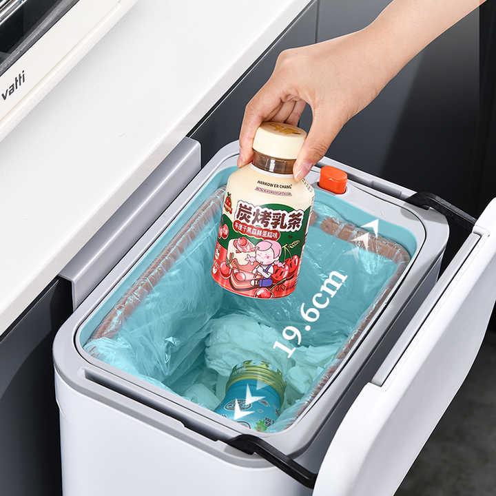 Ảnh Thùng rác treo tủ bếp 9L, thùng rác nắp lật nắp đậy thông minh nhựa PP cao cấp (có ruột & quai xách) Bếp Xanh BX-PTC3000 2