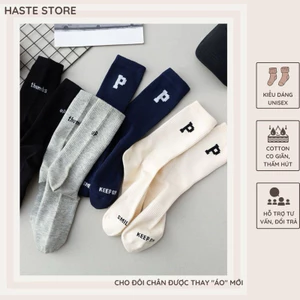 Tất Vớ Cổ Cao Nam Nữ Hàn Quốc Chữ P Phong Cách Thể Thao Học Sinh Chất Vải Cotton Thoáng Mát Khử Mùi