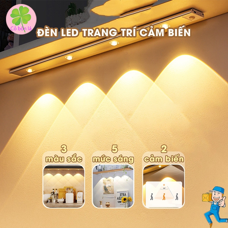 Đèn Led Cảm Ứng 20/30/40/60cm Để Tủ Quần Áo Tủ Bếp Có Thể Điều Chỉnh Độ Sáng Sạc USB Đèn Cảm Biến Chuyển Động | BigBuy360 - bigbuy360.vn