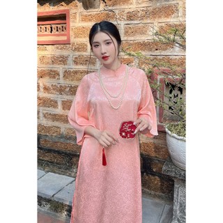 Áo dài nữ cách tân chất gấm, tay lỡ (KHÔNG KÈM QUẦN ) LAMER O61A24Q023