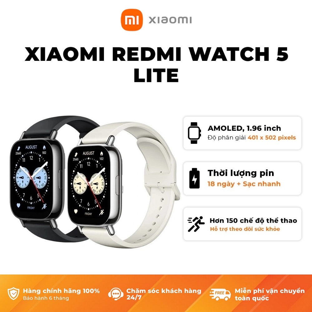 Ảnh Đồng Hồ Thông Minh Xiaomi Redmi Watch 5 LITE / Màn hình AMOLED 1,96'' / GPS Độc Lập / Chống Nước 5ATM/ Bảo Hành 12 Tháng 2