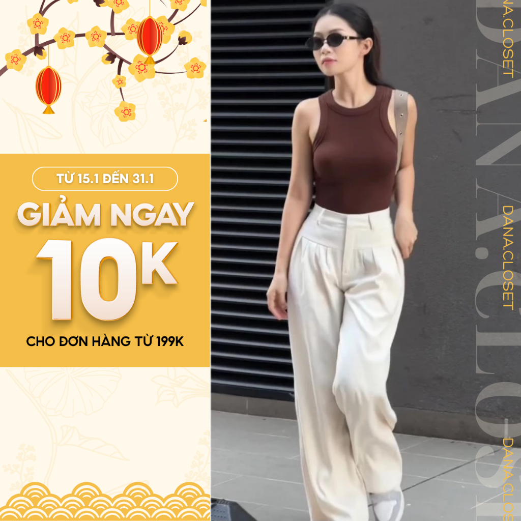 Quần Sớ Vải{GOLD NHẬT L1}Cao Cấp, Quần Ống Rộng Nữ 2 Cạp Vải Mềm Mịn Dáng Dài 105cm TẶNG ĐAI + BELT