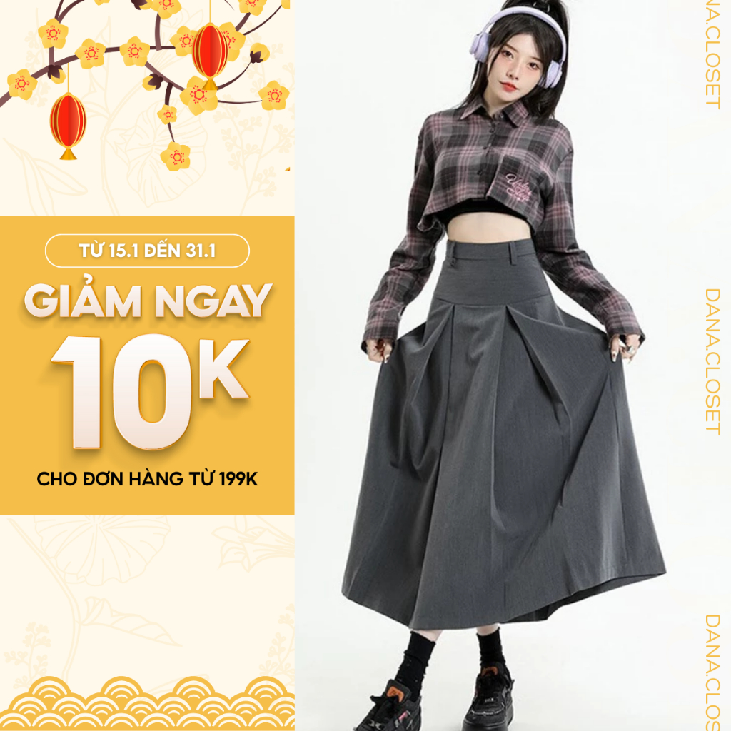[Có Bigsize 40-80kg] Chân Váy Midi Dáng Dài Hàng Cao Cấp, Chân Váy Xếp Ly Form Đẹp