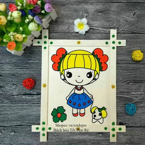 Tô màu Tranh gỗ có hình TẶNG vỉ 6 màu và bút cọ cho bé tập tô màu