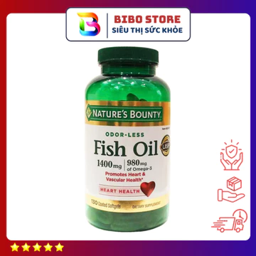 Viên uống dầu cá hỗ trợ tim mạch, hỗ trợ mắt Nature’s Bounty Fish Oil 1400mg 130 Viên