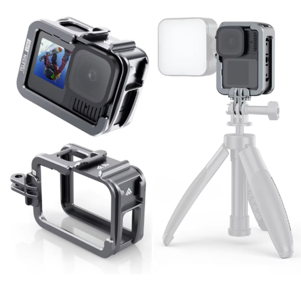 TELESIN ° Behuizing voor Insta360 Ace en Ace Pro, aluminium camerakooi met 1/4 koude schoenaccessoires