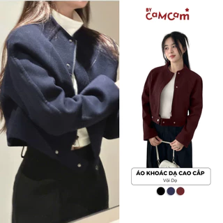 Áo Khoác Dạ 𝑩𝒚𝒄𝒂𝒎𝒄𝒂𝒎 Dáng Ngắn Cao Cấp Dày Dặn Có Khuy Cài