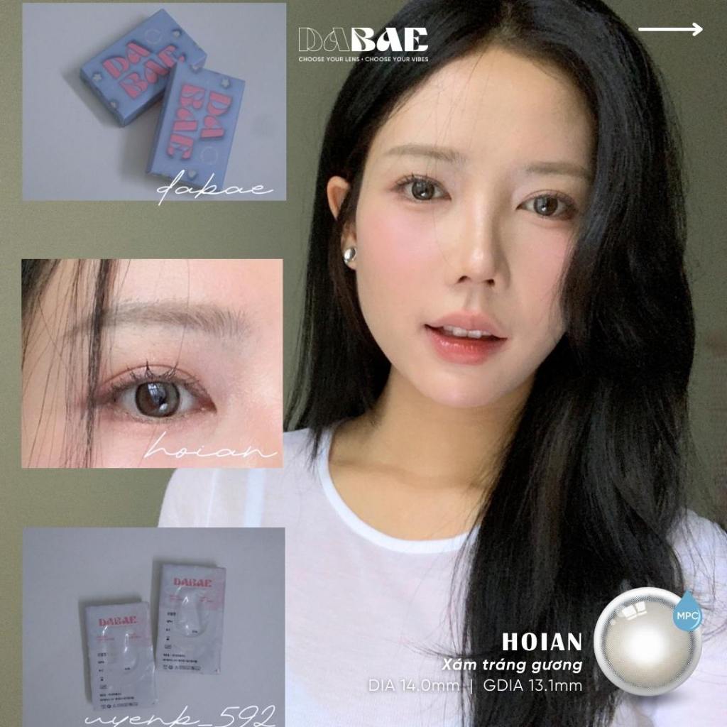 Lens 1 ngày có màu DABAE kính áp tròng nâu tự nhiên / xám tráng gương DIA 14mm độ 0-8 DALAT-HOIAN | BigBuy360 - bigbuy360.vn
