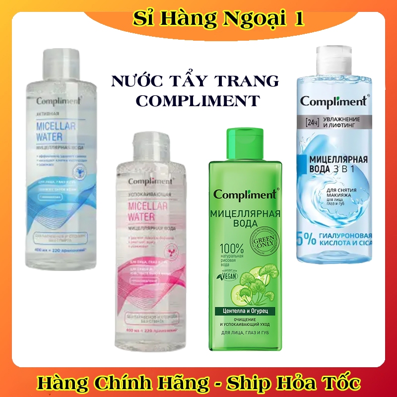 Nước Tẩy Trang Compliment 400ml Dành Cho Mọi Làn Da, Da Dầu Mụn, Nhạy Cảm, Da Bị Kích Ứng của Nga