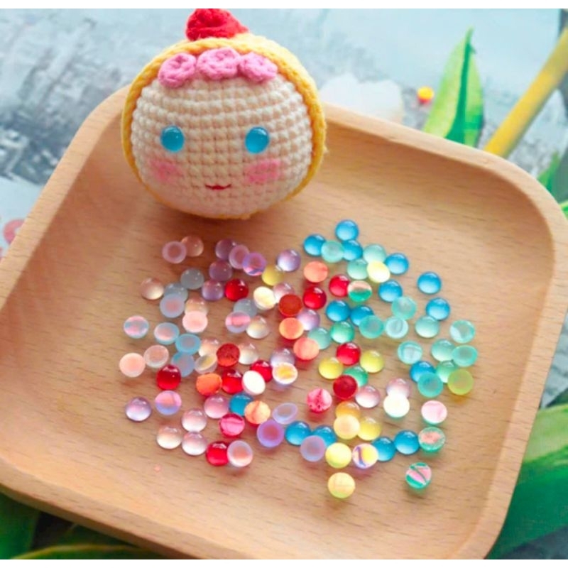 Túi 20 mắt ngọc mix màu lộn xộn ngẫu nhiên làm mắt thú, mắt búp bê đan ...